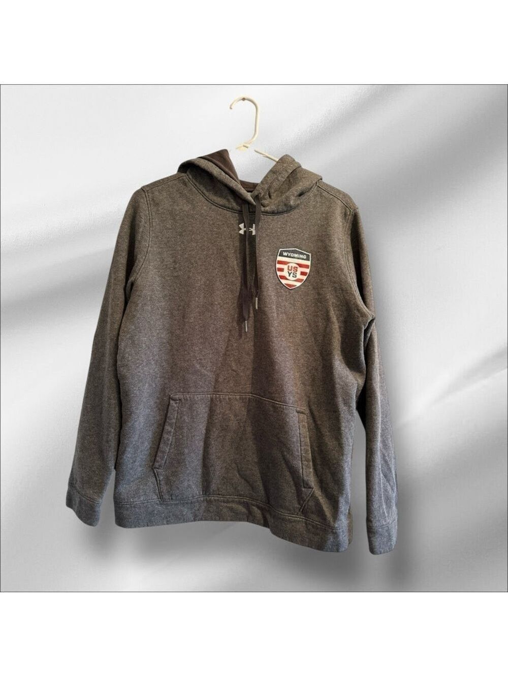 Under Armour Logo Youth Soccer Hoodie Boys Medium Gray Wyoming Soccer Cold Gear
